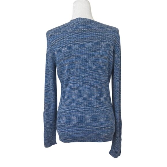 Sundance Create Beauty Henley Knit Top Sweater Blue Ribbed Space Dyed Size L - Picture 3 of 8